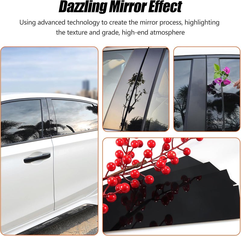 BASIKER Fit for VW Jetta 2012 to 2018 Pillar Post Trim Kit, Door Window B Pillar Glossy Black Cover, Strong Toughness PC Material - Image 4